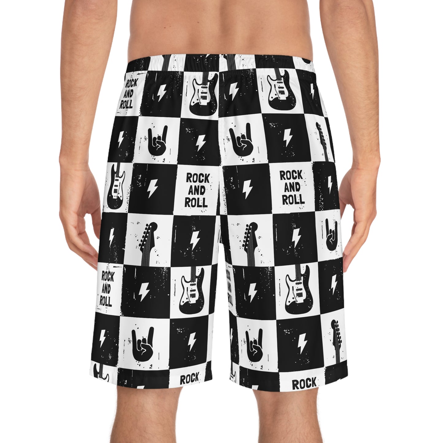 Rock And Roll Squares Men's Board Shorts - Premium All Over Prints from Printify - Just $39.21! Shop now at Lizard Vigilante