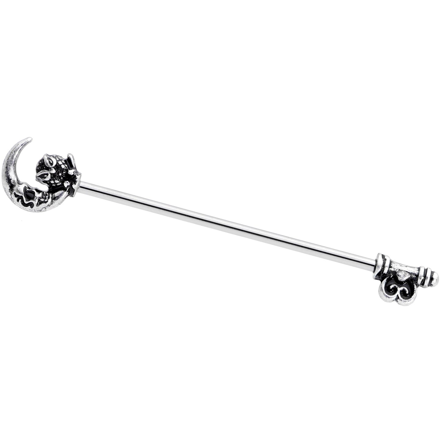 14G Owl Skull Key Mystic Moon Industrial Barbell 38mm