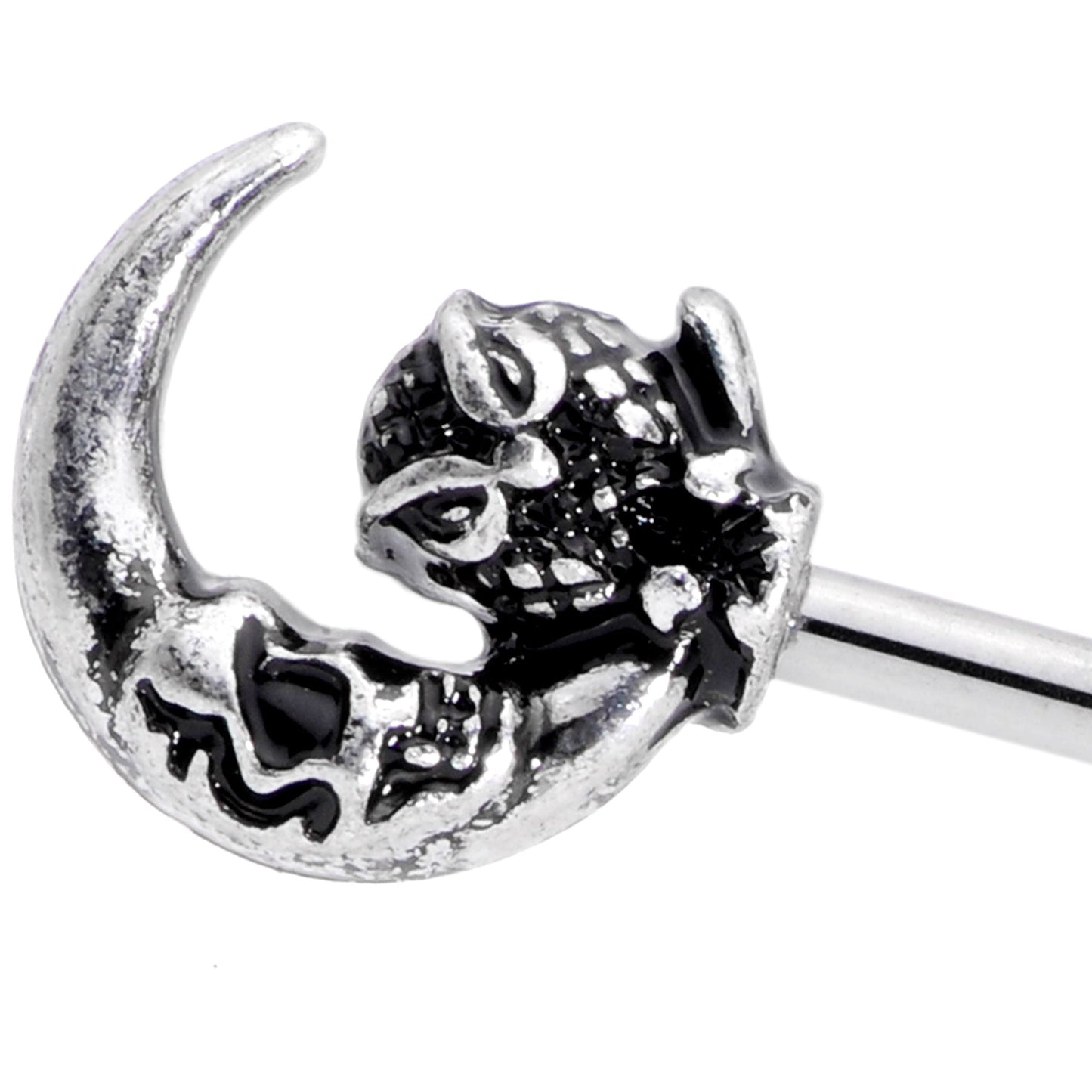 14G Owl Skull Key Mystic Moon Industrial Barbell 38mm