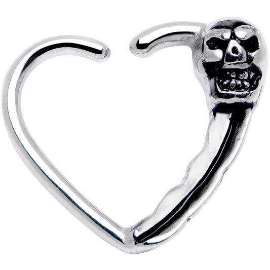 16G 3/8 Love Heart Scary Skull Left Ear Closure Ring
