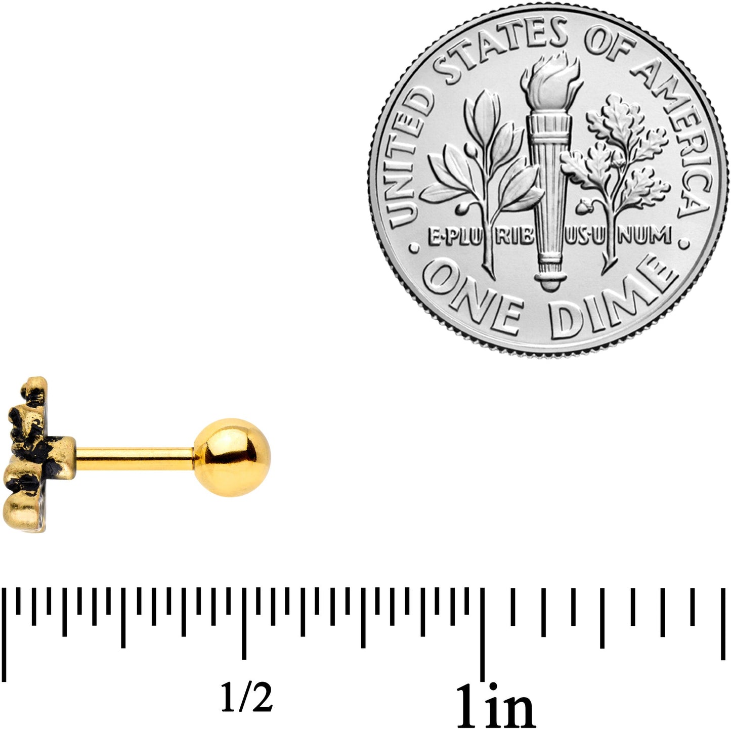 16G 1/4 Gold Tone Boxing Gloves Cartilage Tragus Earring