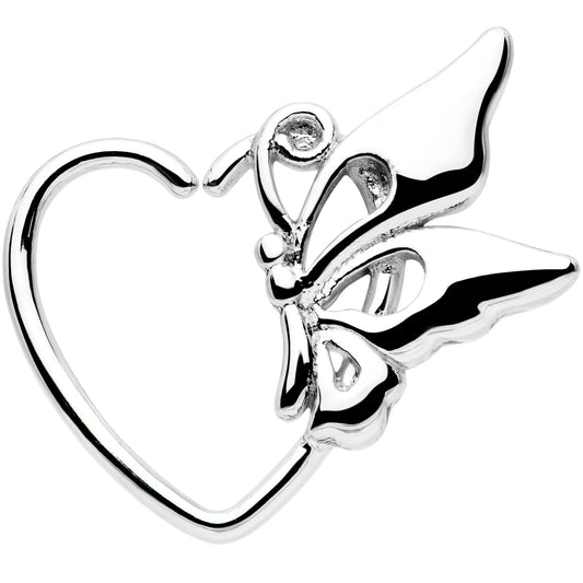 18G 3/8 Butterfly Heart Left Ear Closure Ring