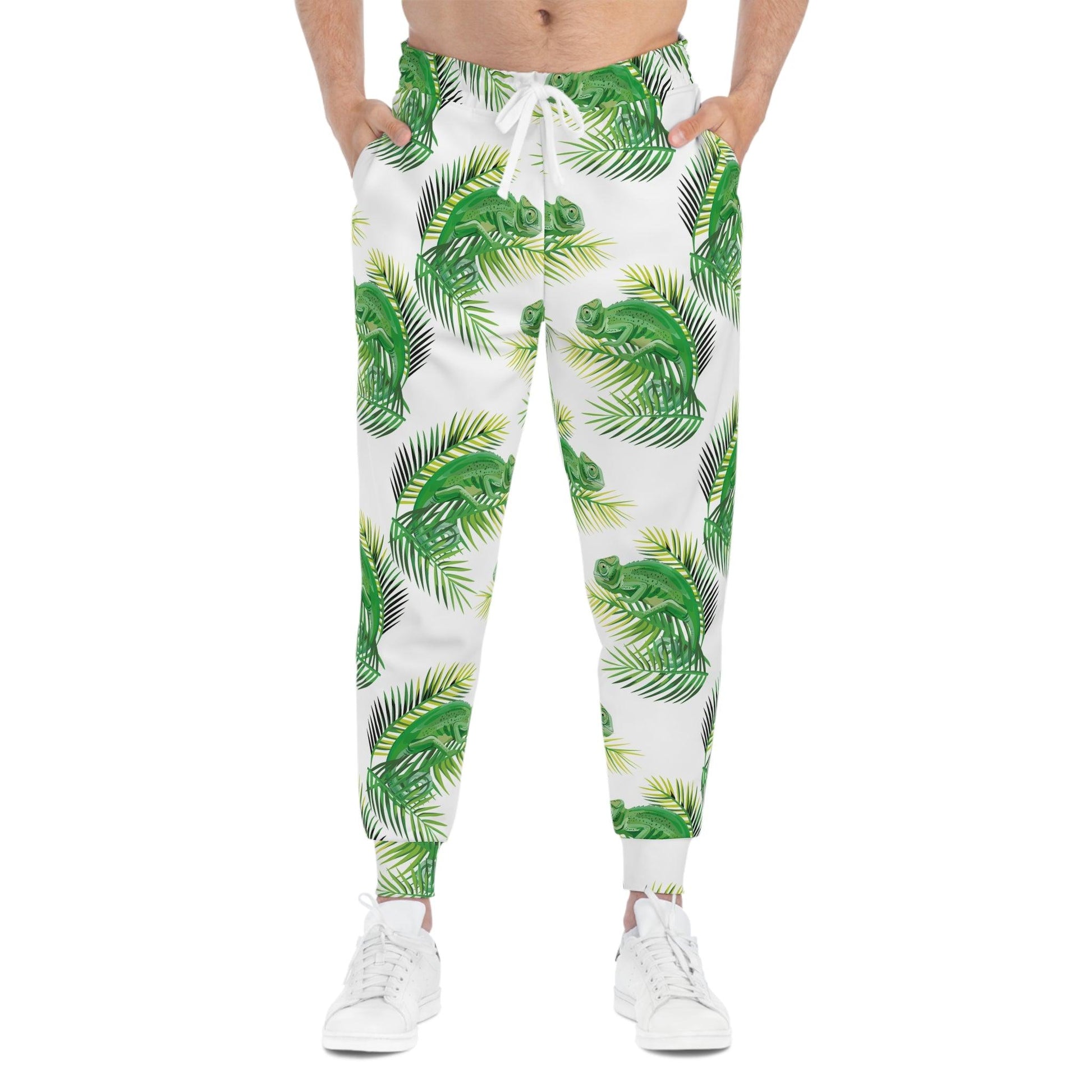 Chameleons on Banana Leaves Athletic Joggers - Lizard Vigilante