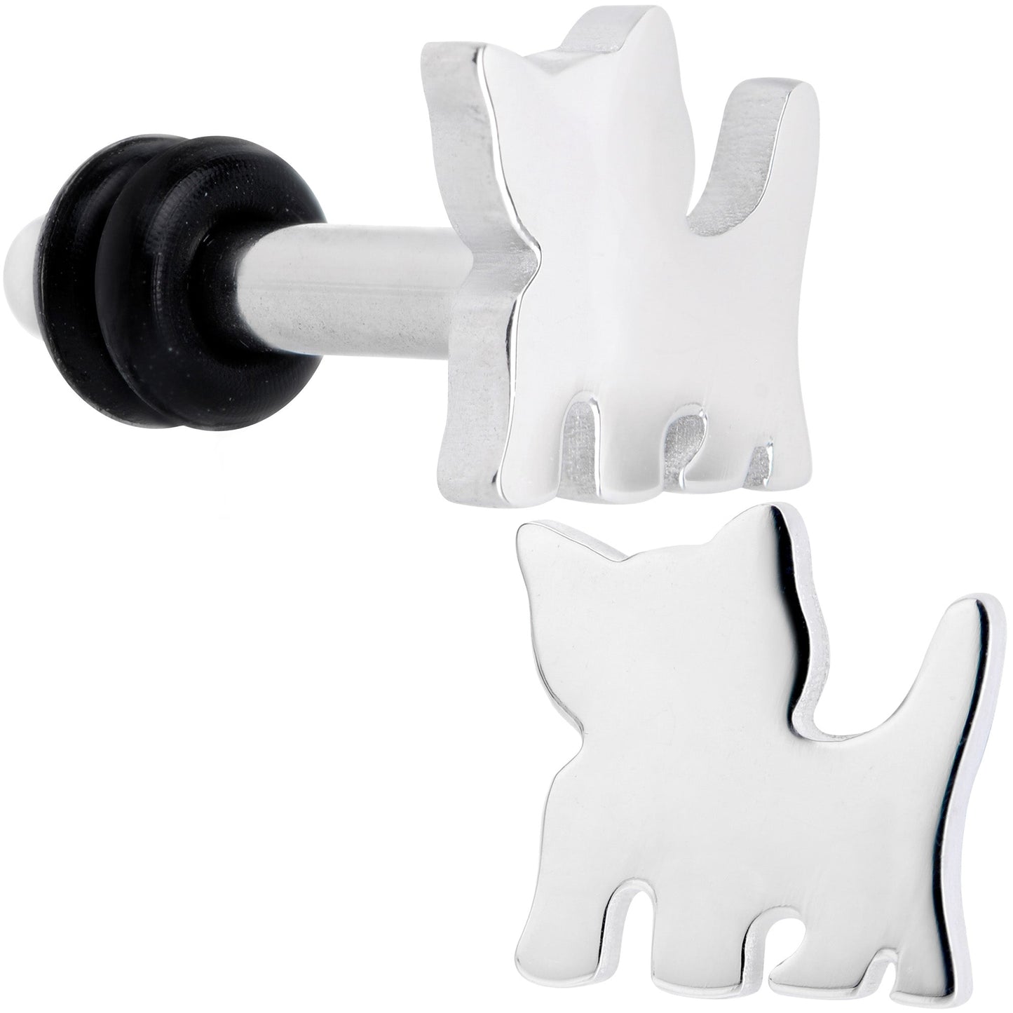 Steel Cat Lover Kitty Cat Single Flare Plug Set 14G to 0G