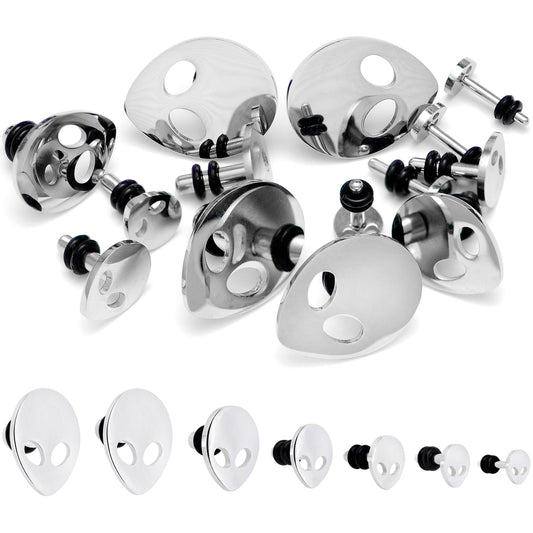 Steel Space Alien Single Flare Plug Set 14G to 2G