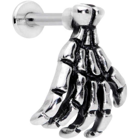 16G 1/4 Spooky Skeleton Hand Halloween Labret Monroe Tragus