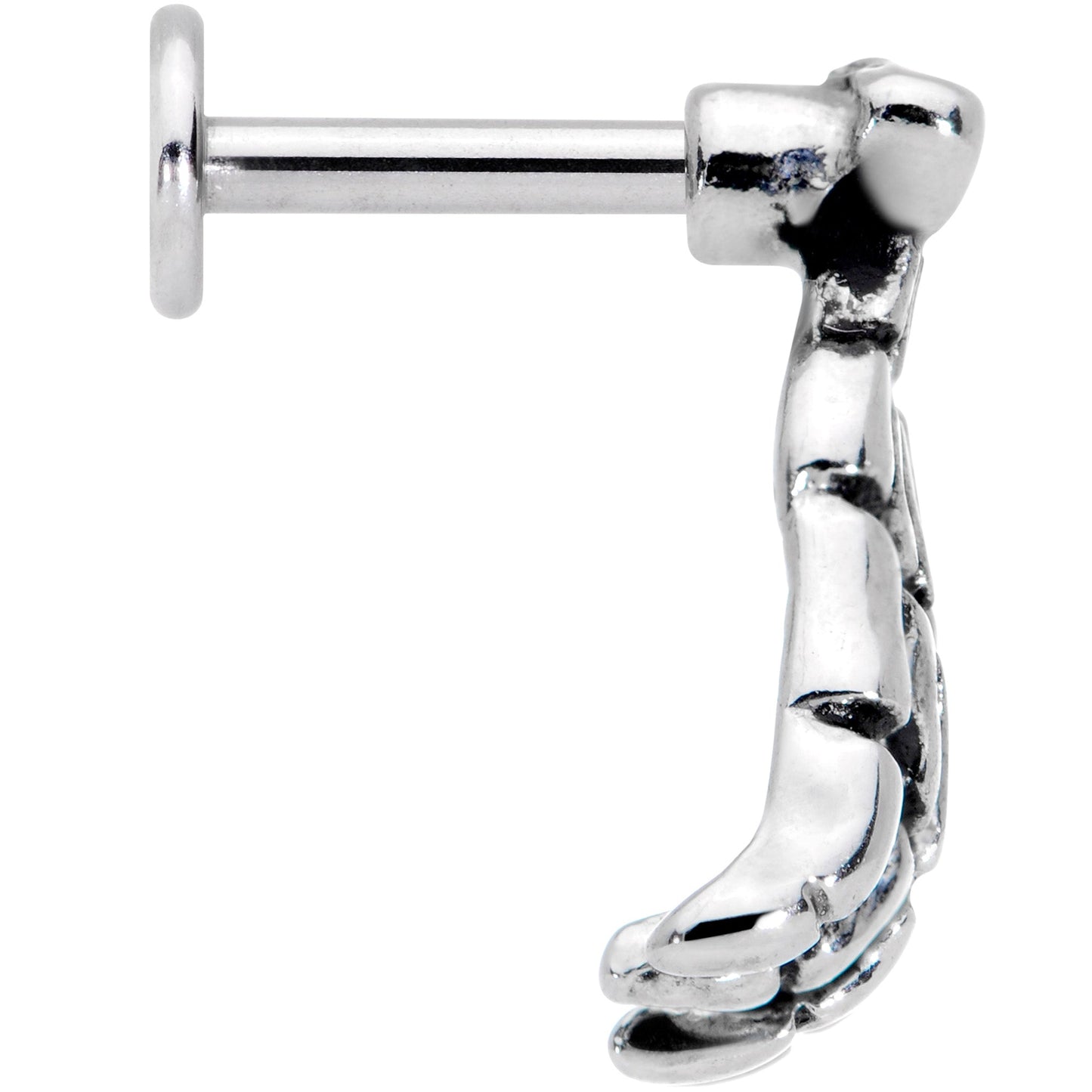 16G 1/4 Spooky Skeleton Hand Halloween Labret Monroe Tragus