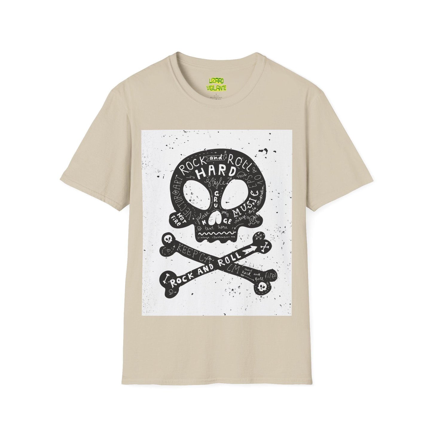 Rock and Roll Hard Skull Unisex Softstyle T-Shirt - Lizard Vigilante