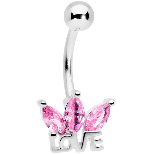 Pink Gem Crown of Love Belly Ring