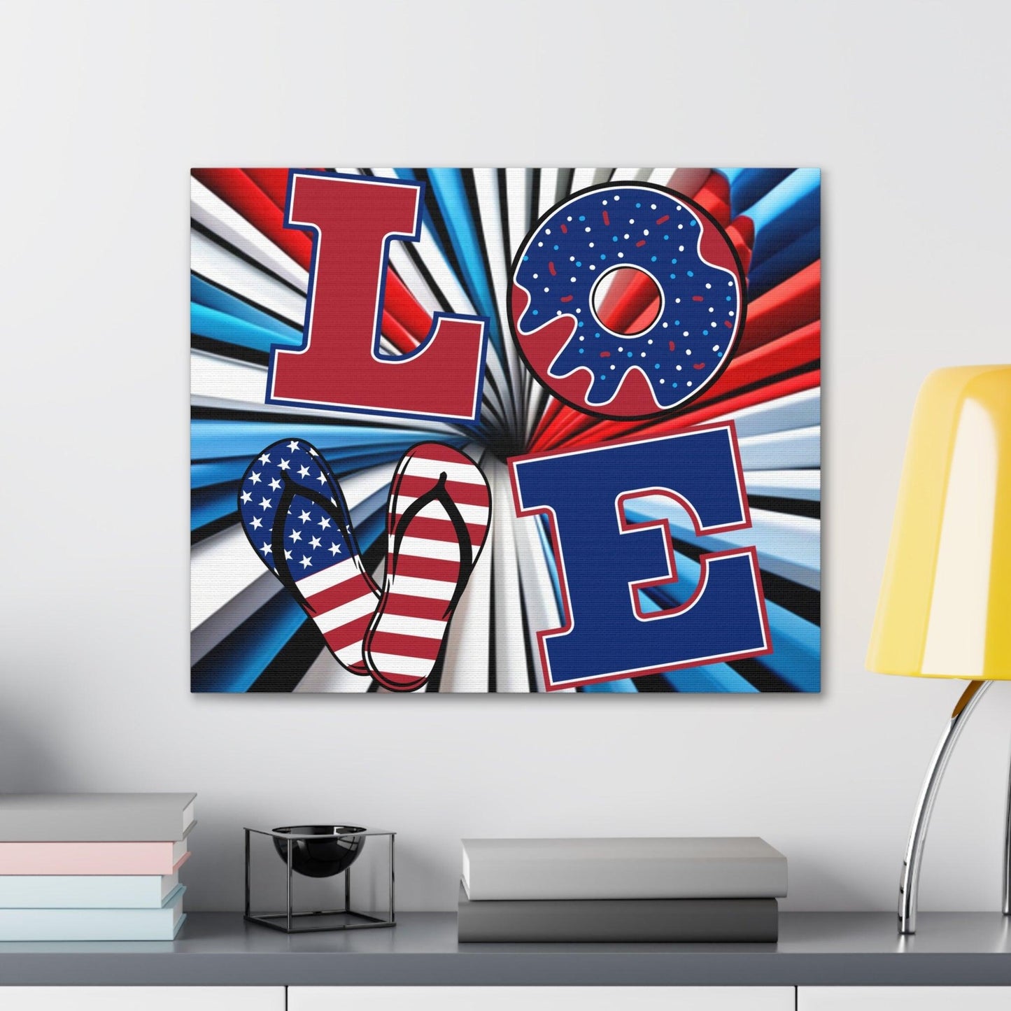 Patriotic Americans LOVE Valentine’s Day July 4th Canvas Gallery Wraps - Lizard Vigilante