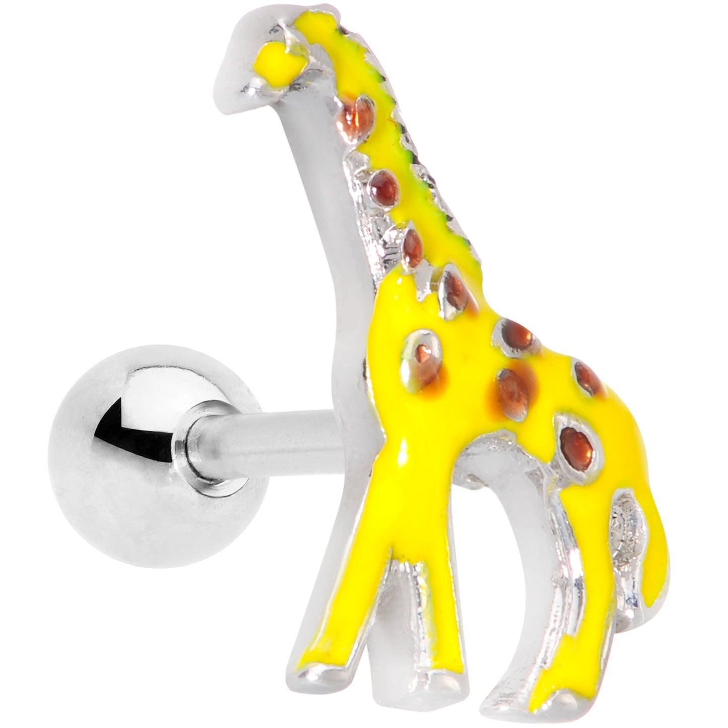 16G 1/4 Brown Yellow Giraffe Cartilage Tragus Earring