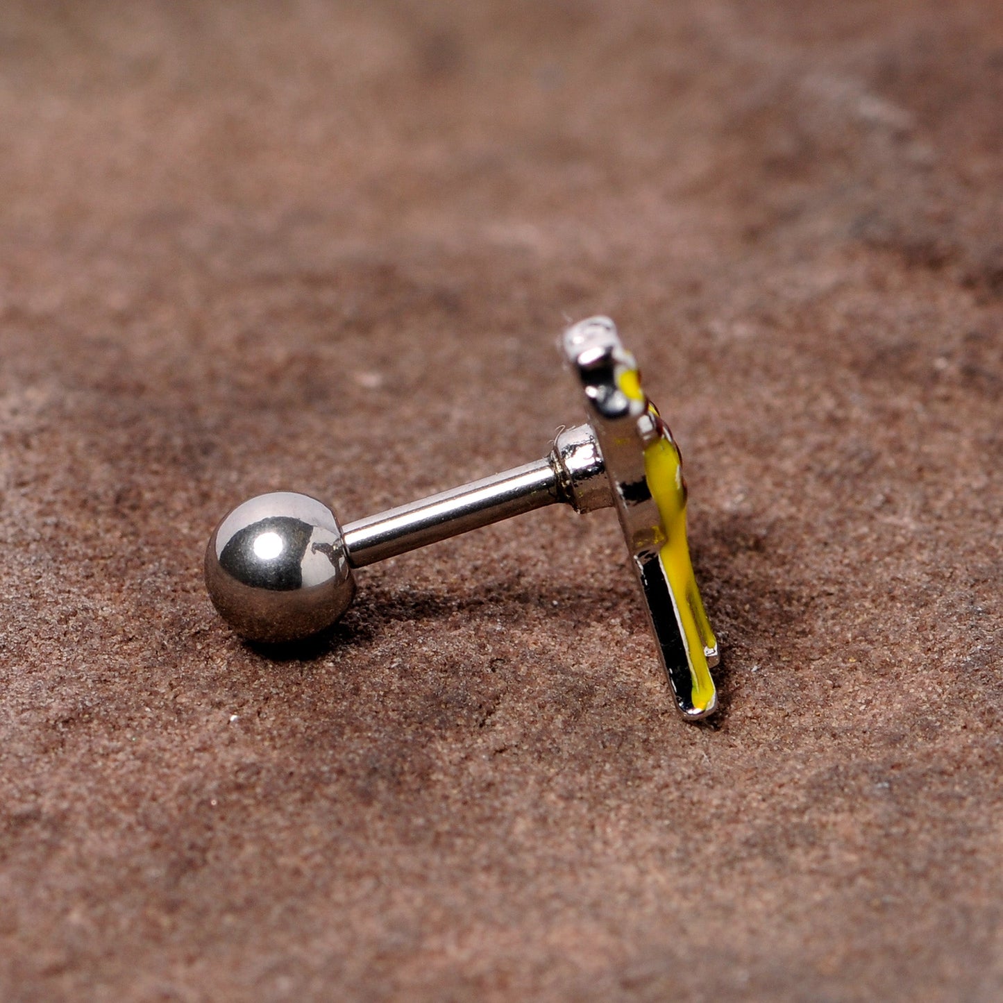 16G 1/4 Brown Yellow Giraffe Cartilage Tragus Earring