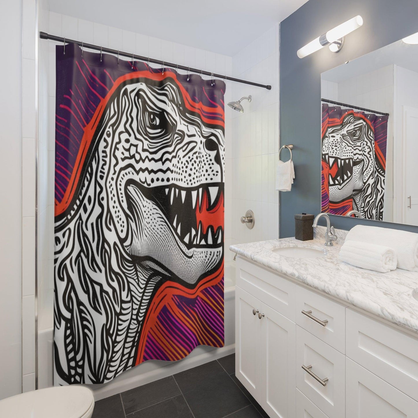 DinoGraphic Shower Curtains - Lizard Vigilante