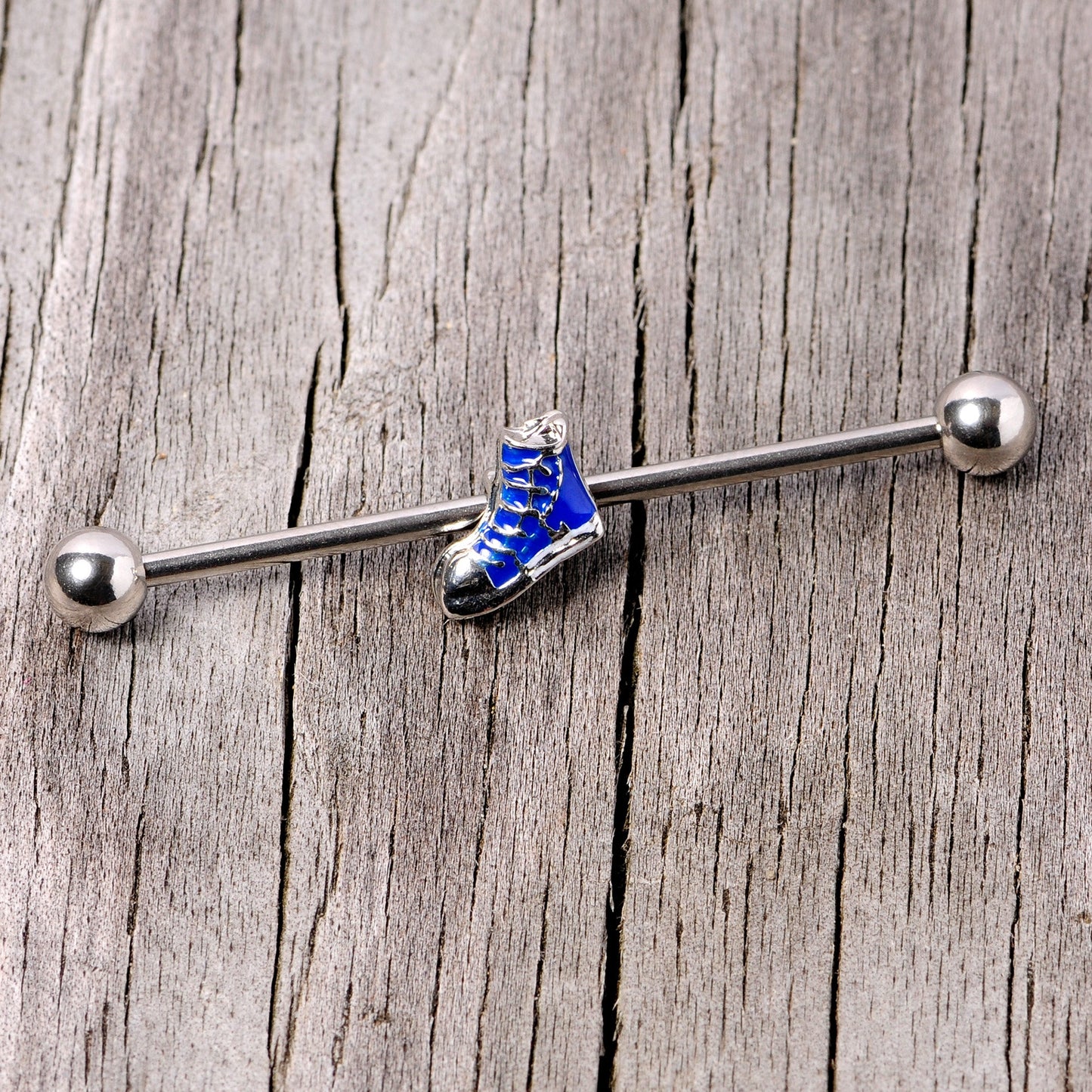 14G Blue High Top Sneaker Industrial Barbell 38mm