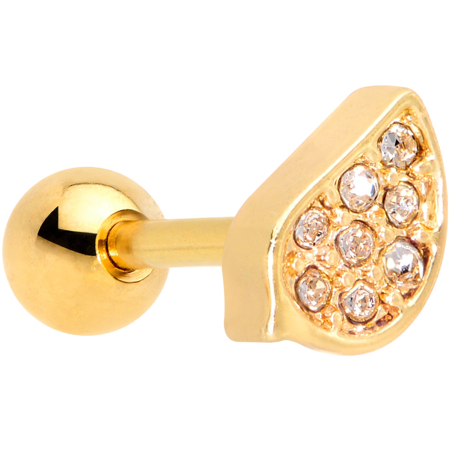 16G 1/4 Clear CZ Gem Gold Tone Swirl Cartilage Tragus Earring