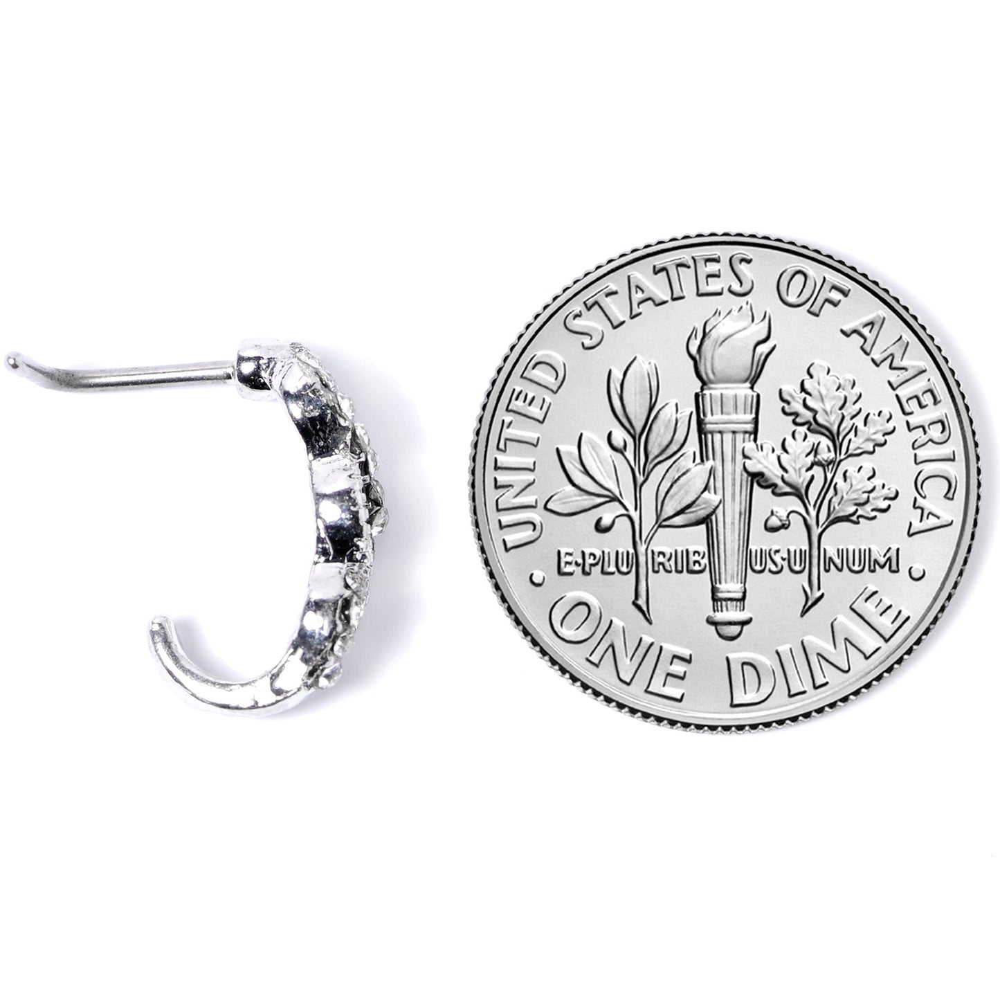 20G 5/16 Clear Gem Braid Faux Hoop L Shaped Nose Ring