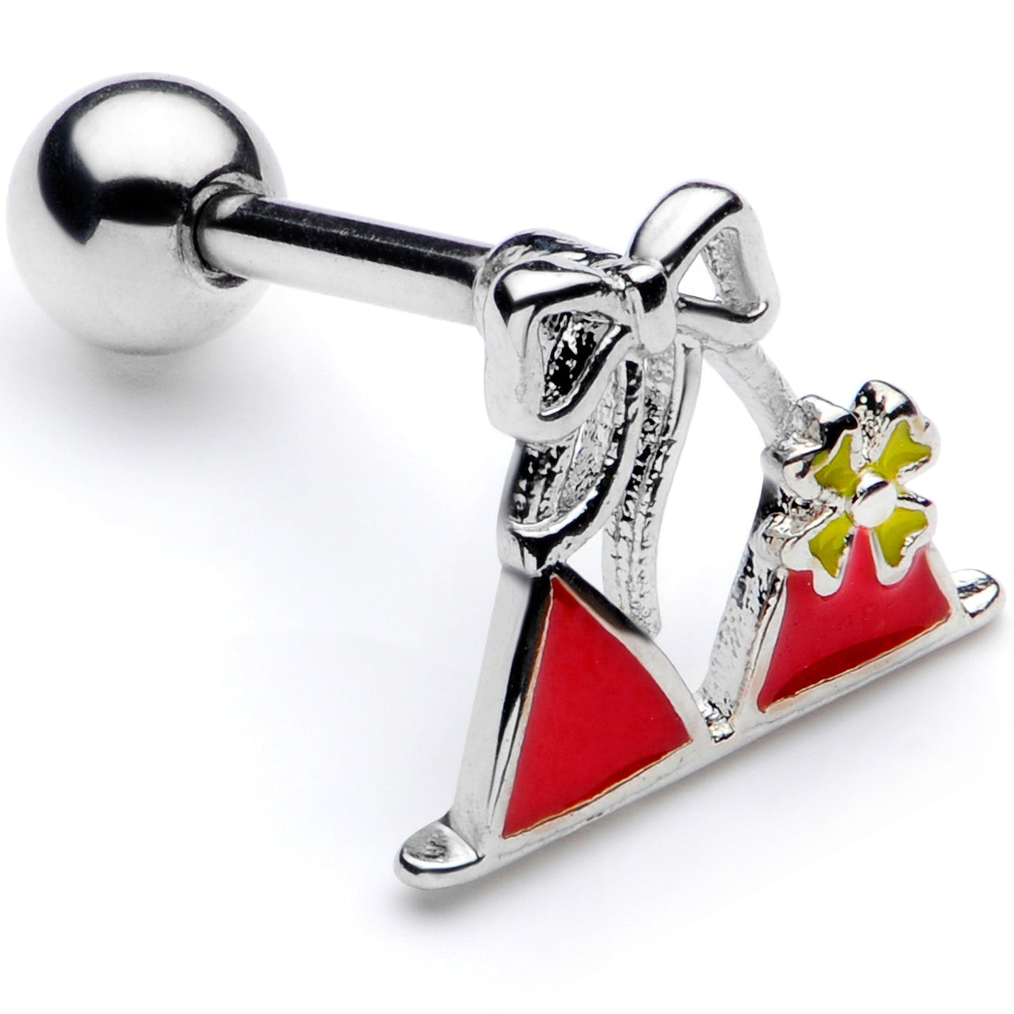 16G 1/4 Red Itty Bitty Bikini Cartilage Tragus Earring