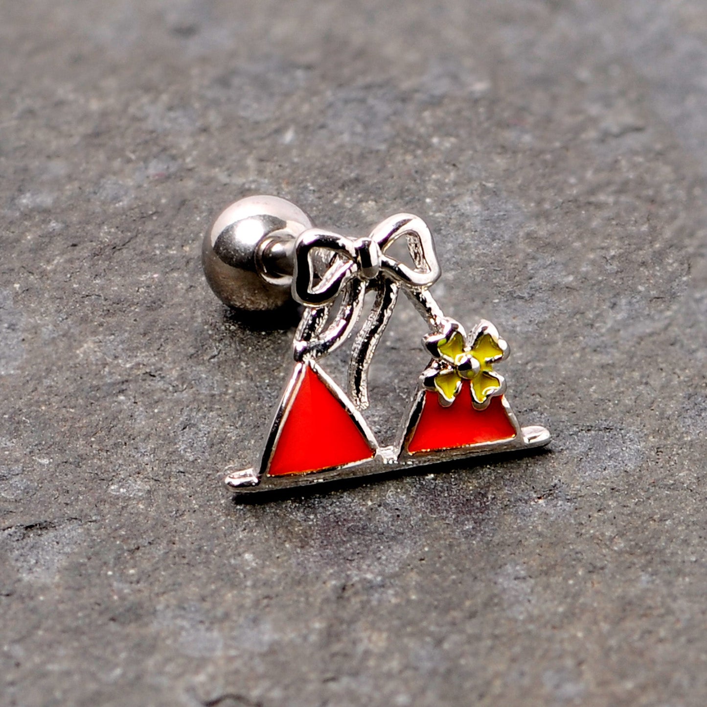 16G 1/4 Red Itty Bitty Bikini Cartilage Tragus Earring