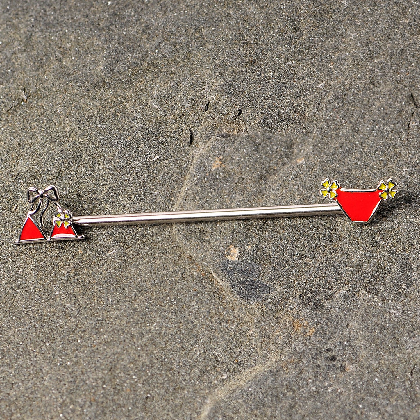 14G Red Itty Bitty Bikini Industrial Barbell 38mm