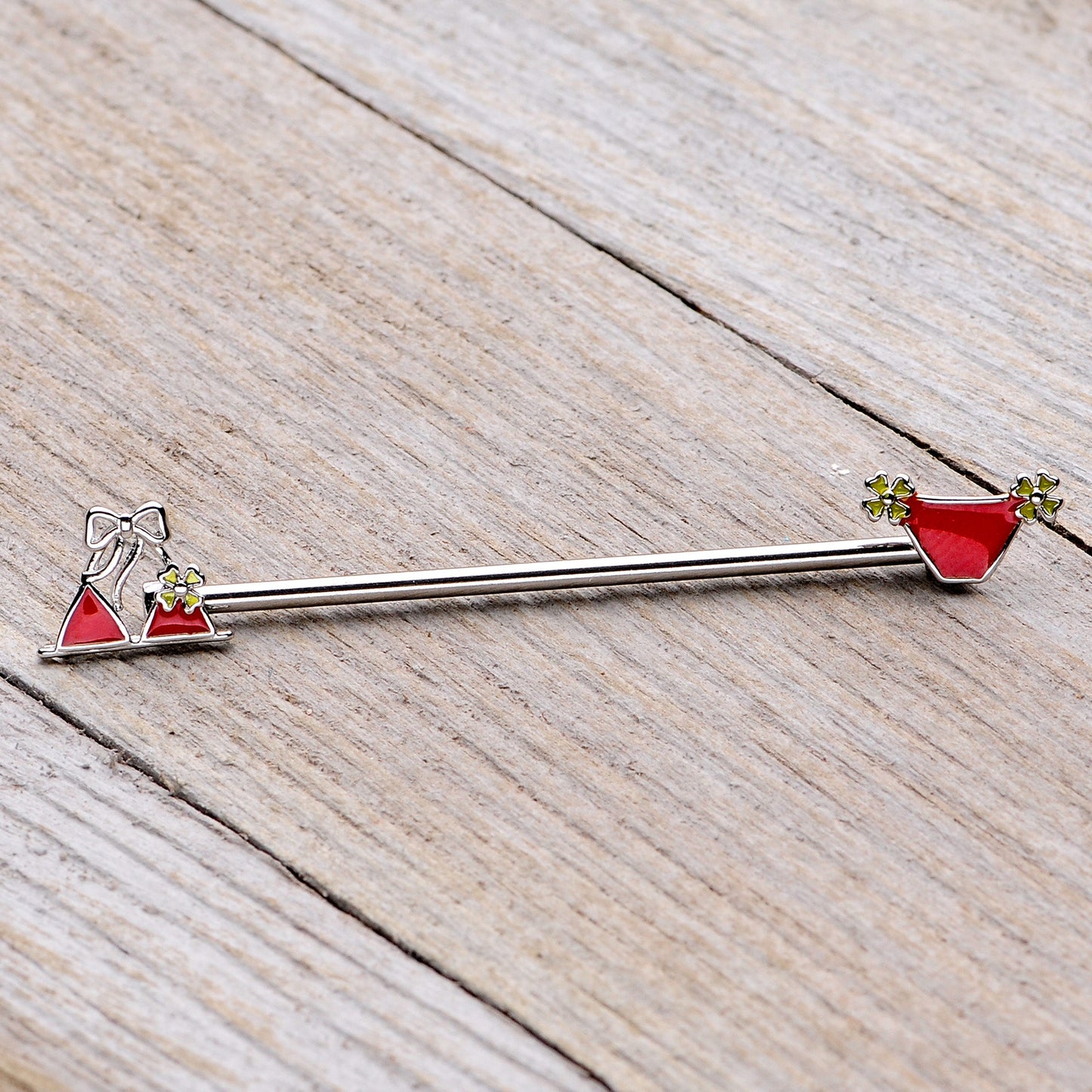 14G Red Itty Bitty Bikini Industrial Barbell 38mm