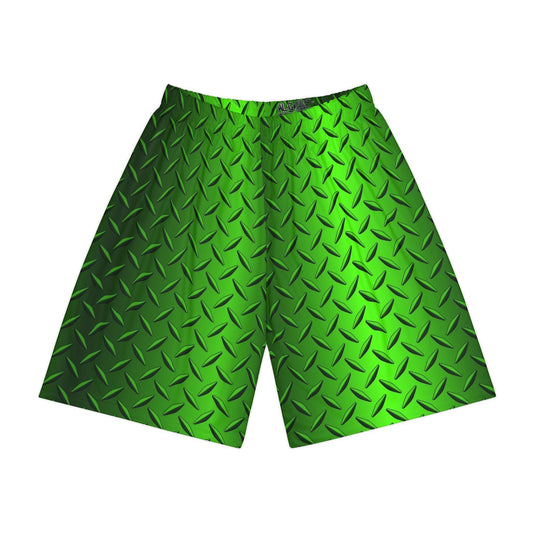 Green Metal Tread Men’s Sports Shorts (AOP) - Lizard Vigilante