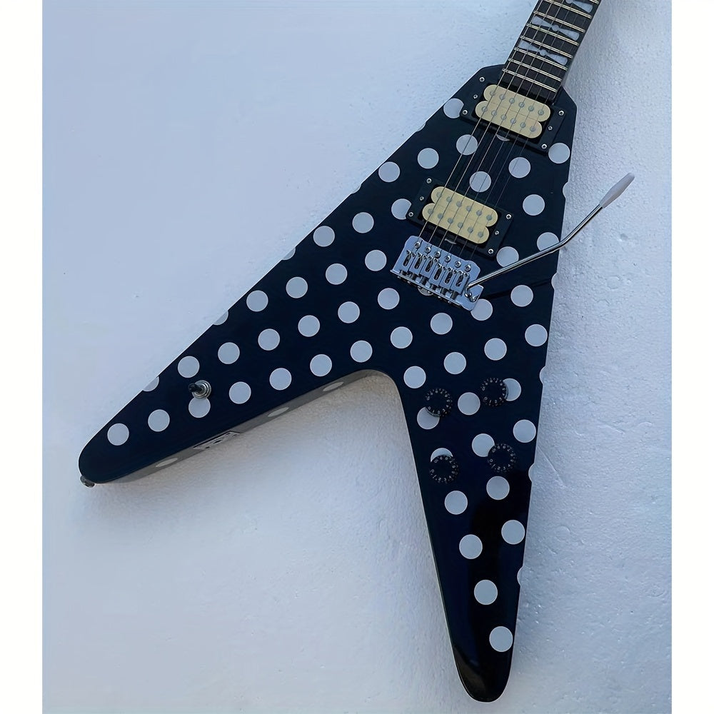 Custom Randy Signature Electric Guitar - Polka Dots Flying V Shape with Fixed Bridge - Premium  from Lizard Vigilante - Just $647.99! Shop now at Lizard Vigilante