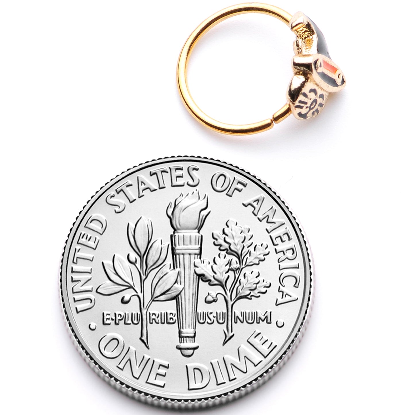 20G 5/16 Gold Tone Black Witch Hat Cat Halloween Nose Hoop