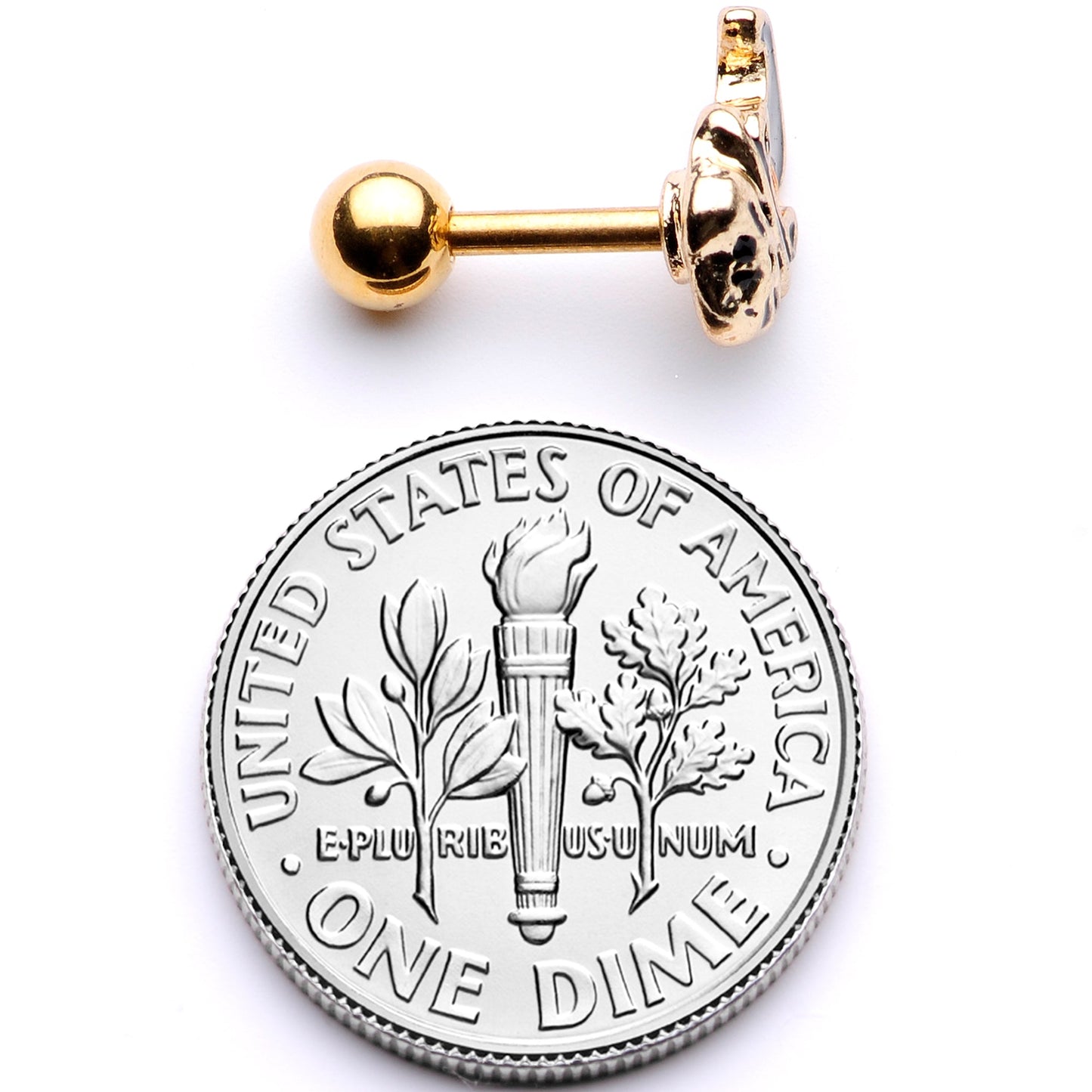 16G 1/4 Black Gold Tone Witch Hat Cat Halloween Cartilage Tragus