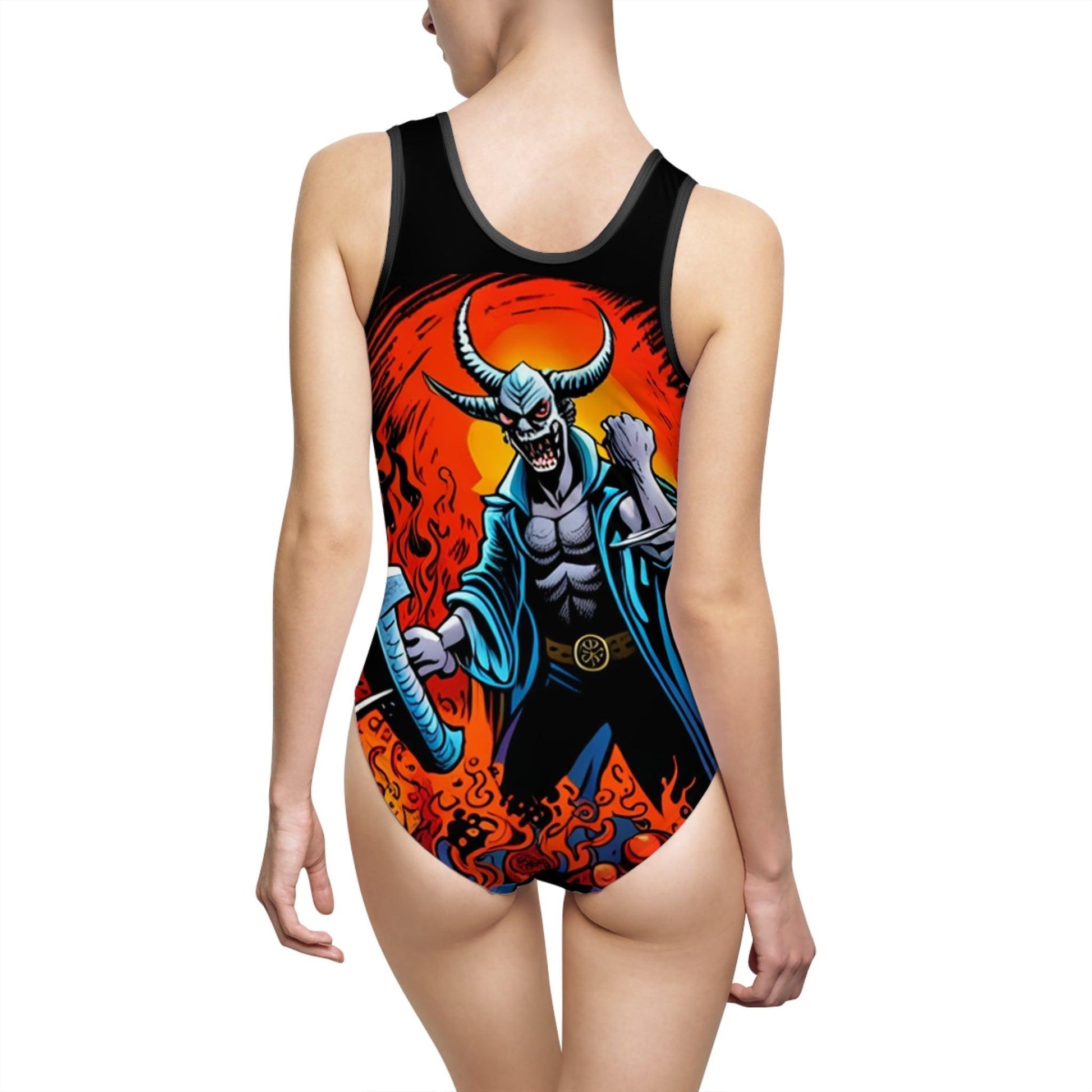 Tri-Horn Women's Classic One-Piece Swimsuit - Lizard Vigilante