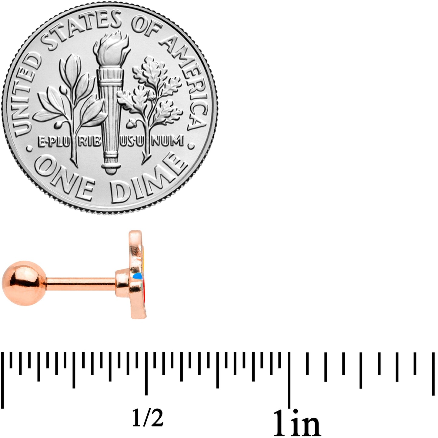 16G 1/4 Rose Gold Tone Christmas Lights Holiday Cartilage Tragus