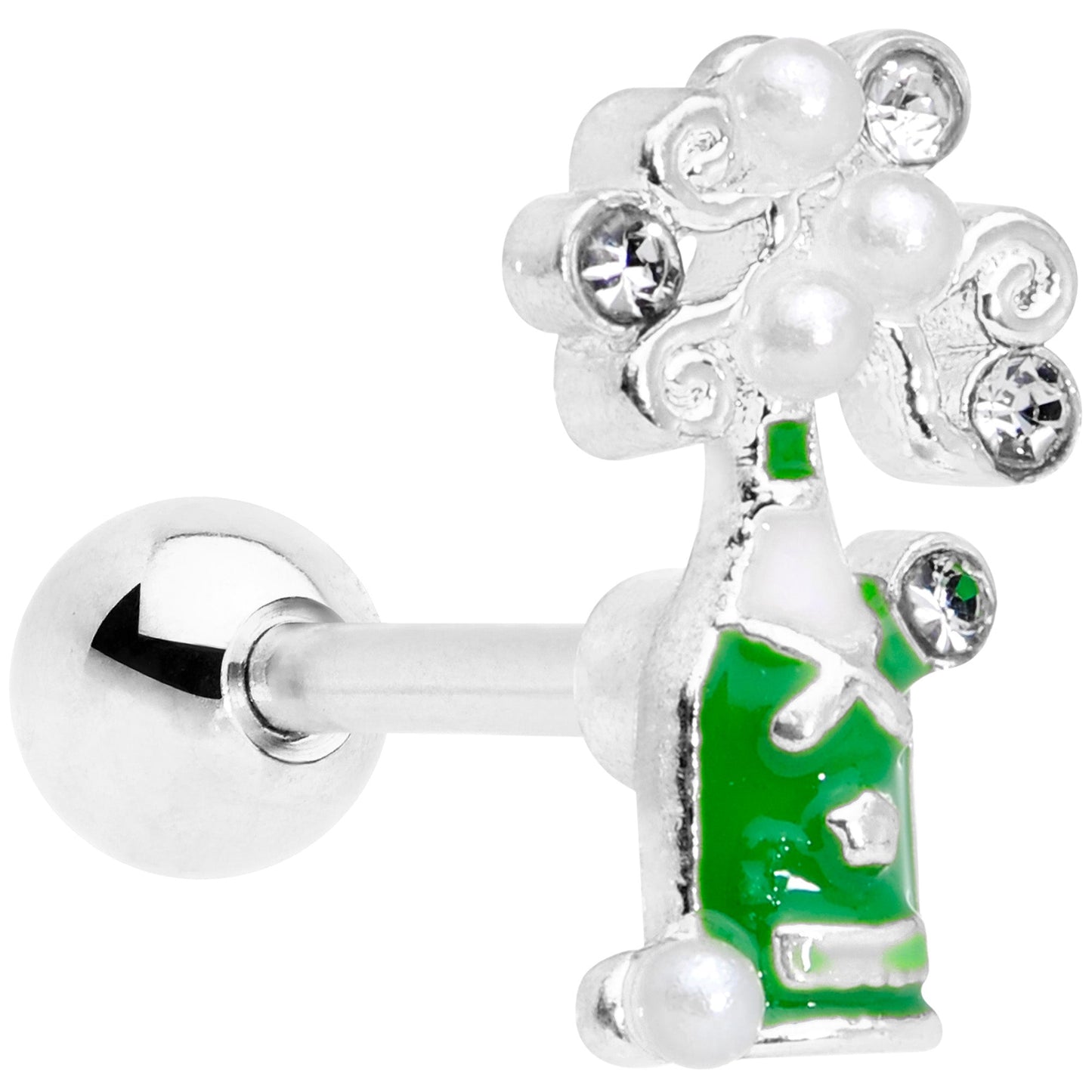 16G 1/4 Clear Gem Champagne Cartilage Tragus