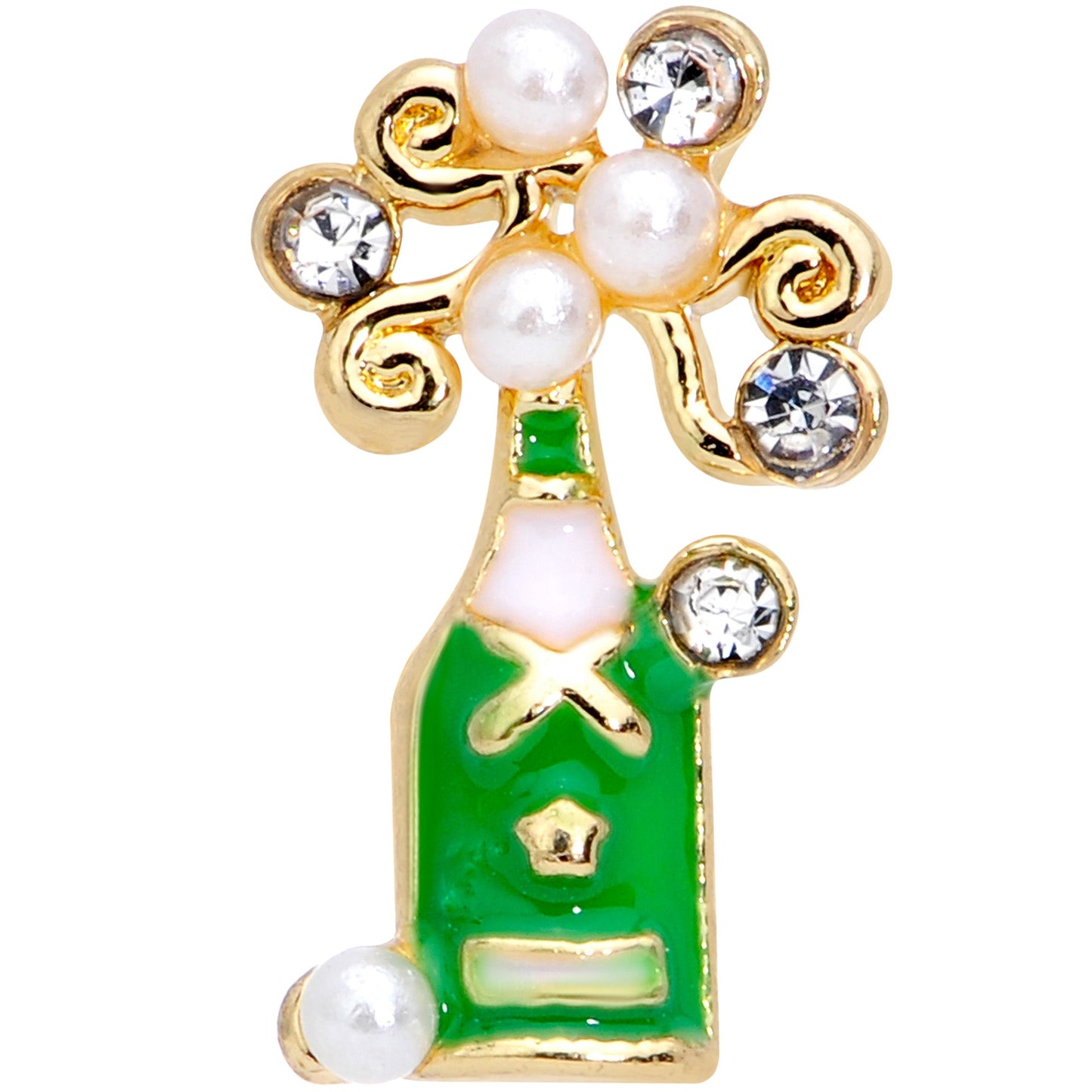 16G 1/4 Clear Gem Gold Tone Champagne Cartilage Tragus