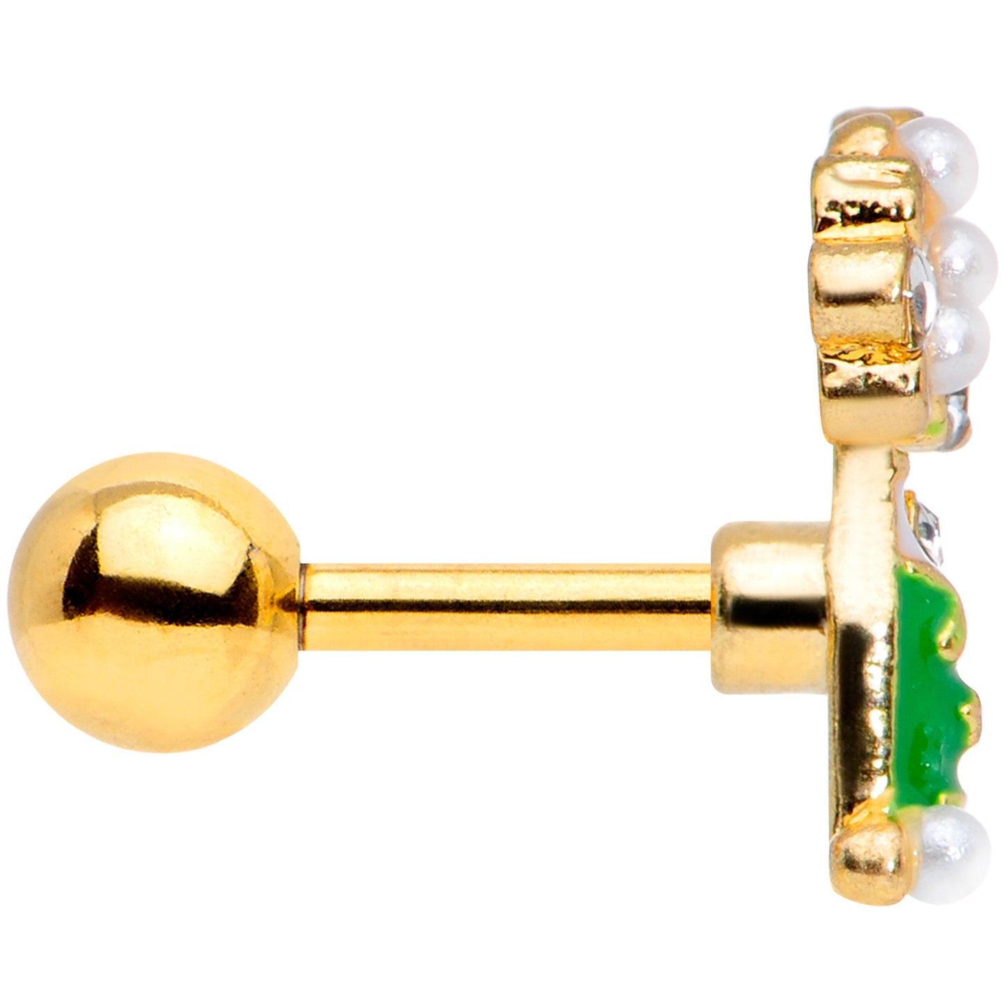 16G 1/4 Clear Gem Gold Tone Champagne Cartilage Tragus