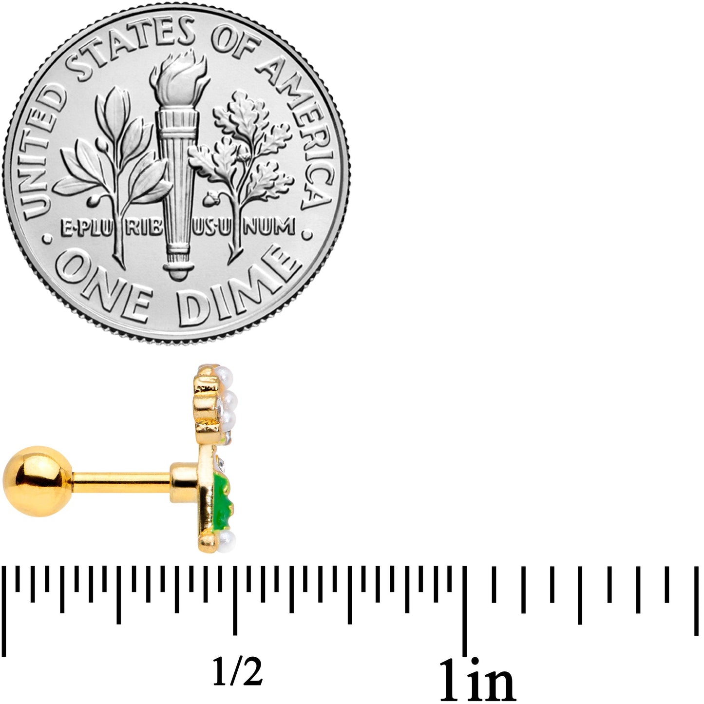 16G 1/4 Clear Gem Gold Tone Champagne Cartilage Tragus