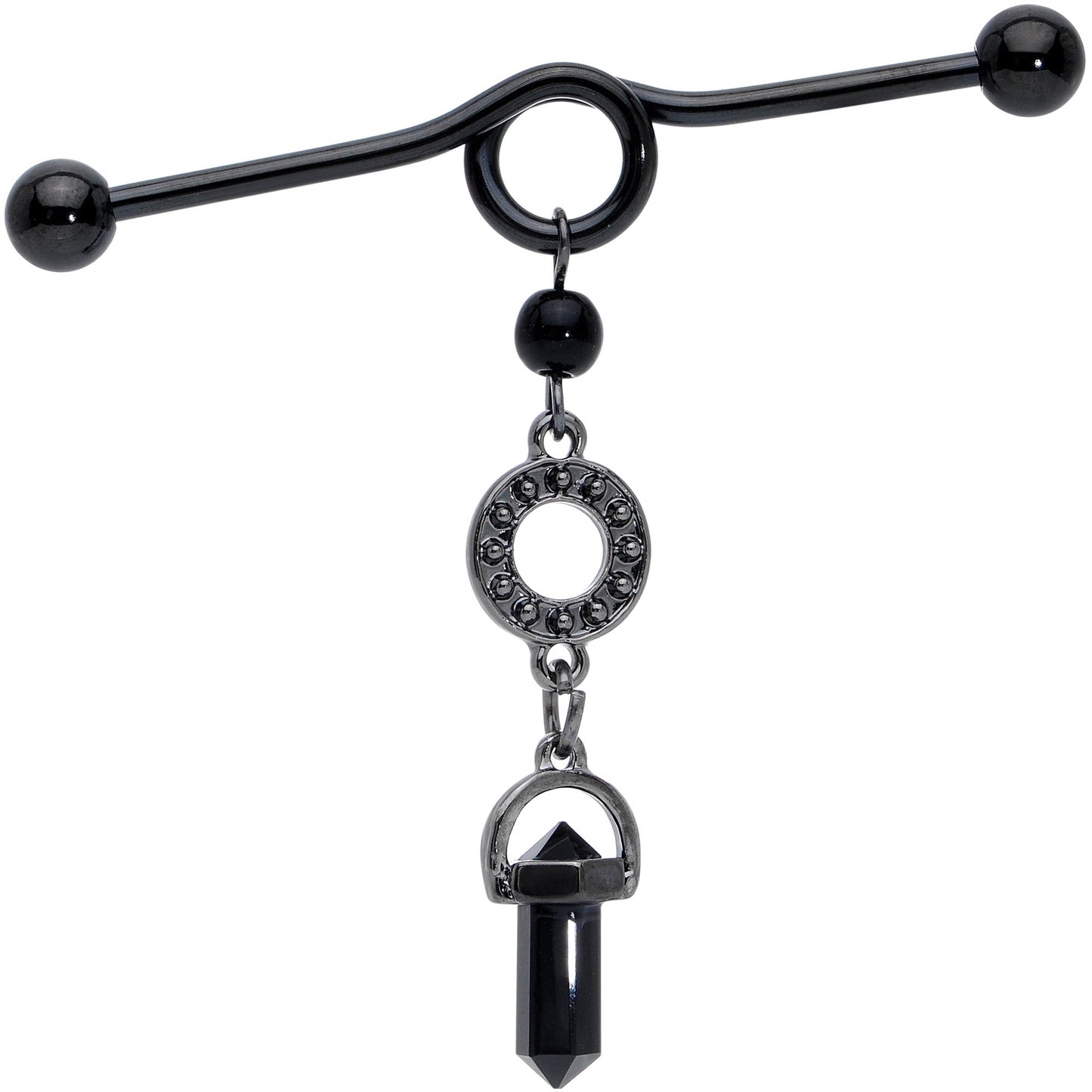 14G Black Gem Halloween Dangle Industrial Barbell 38mm