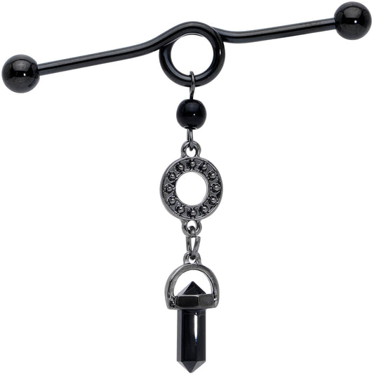14G Black Gem Halloween Dangle Industrial Barbell 38mm