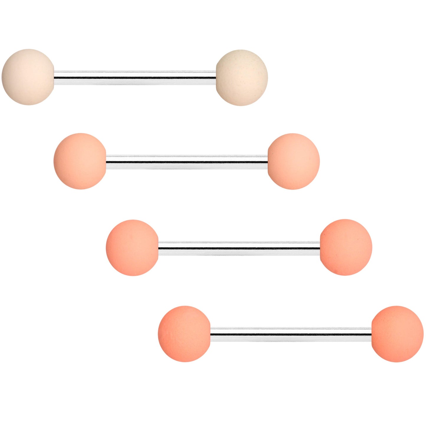 Peaches and Cream Matte Barbell Tongue Ring Set of 4