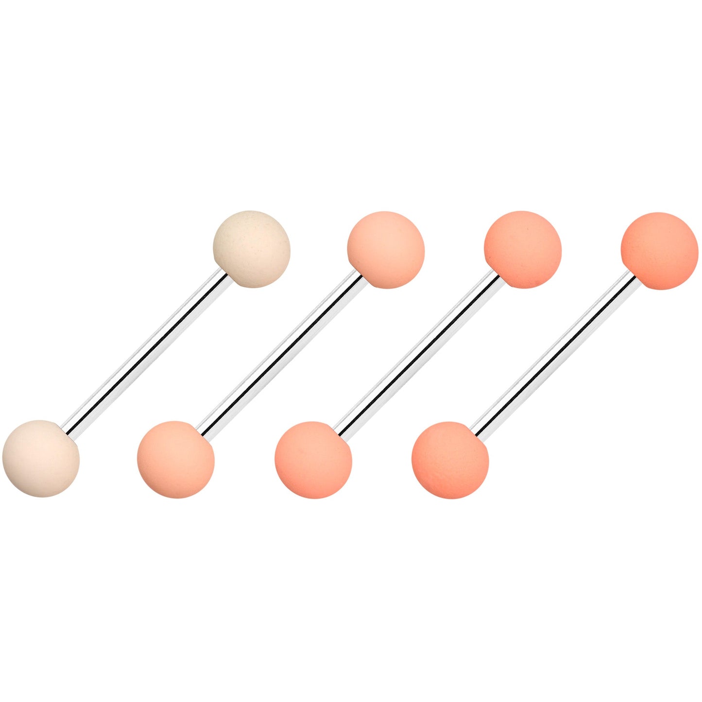 Peaches and Cream Matte Barbell Tongue Ring Set of 4