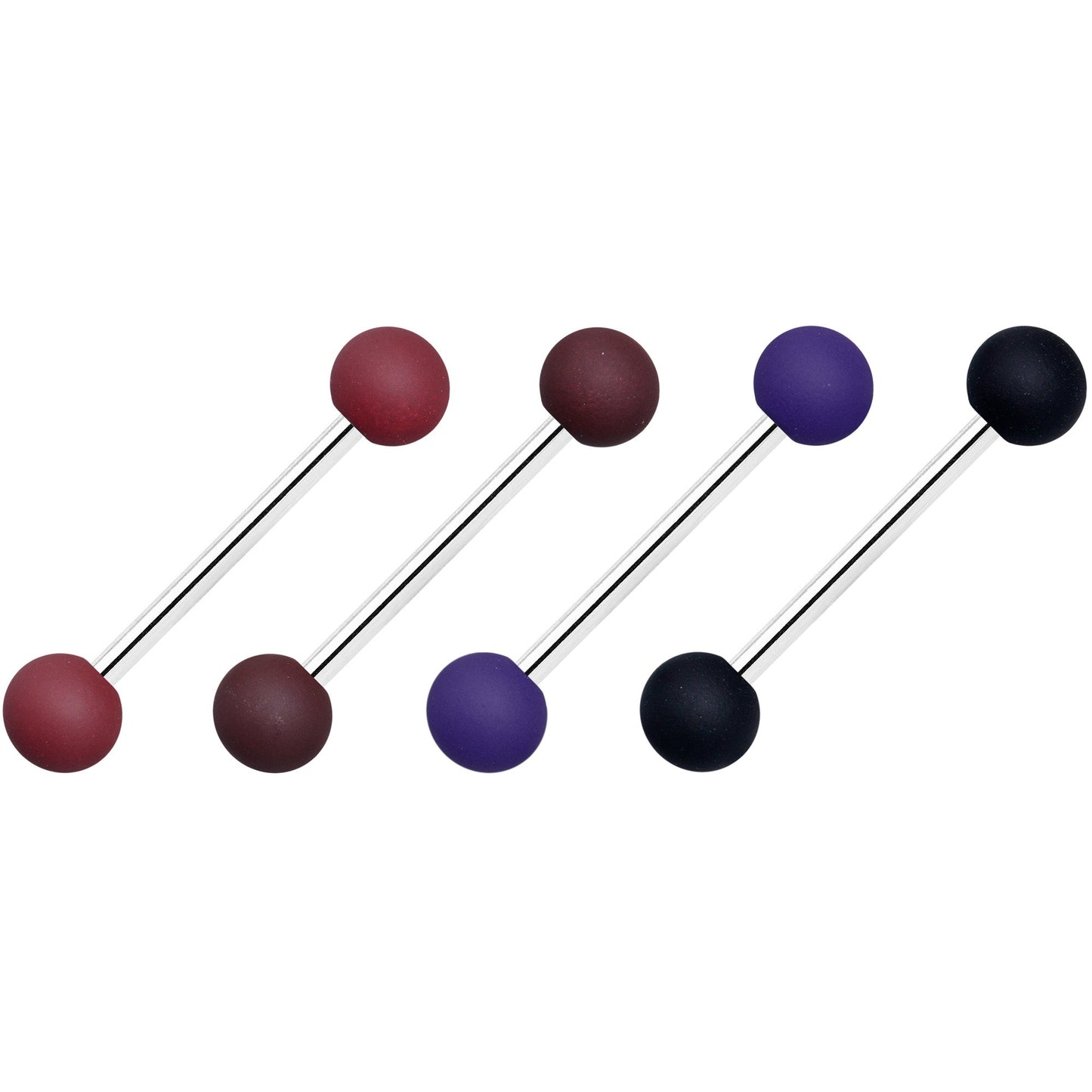 Black Blue Brown Matte Barbell Tongue Ring Set of 4