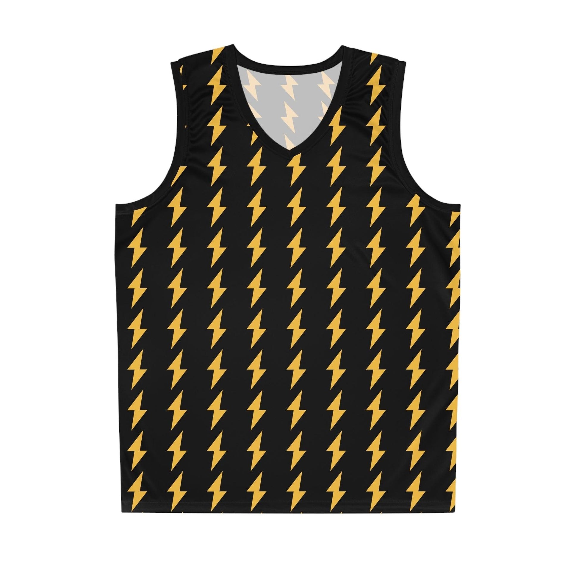 Lightning Bolt on Black Basketball Jersey - Lizard Vigilante