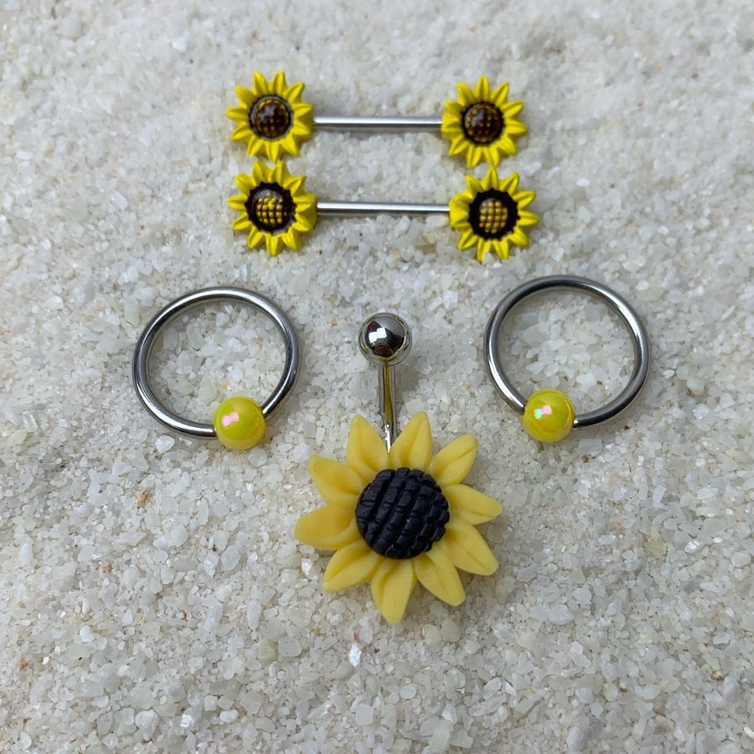 Stunning Sunflower Belly Ring