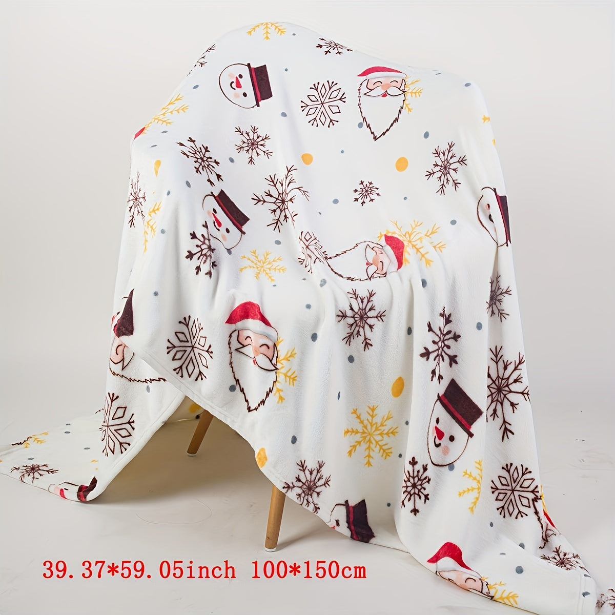 1pc Christmas Plush Bed Blanket, Soft Comfortable Blanket For Sofa Office Bed Camping Travelling Christmas Gift