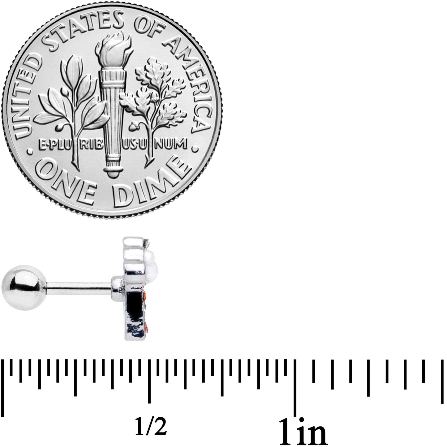 16G 1/4 Clear Red Gem Movie Night Popcorn Cartilage Tragus