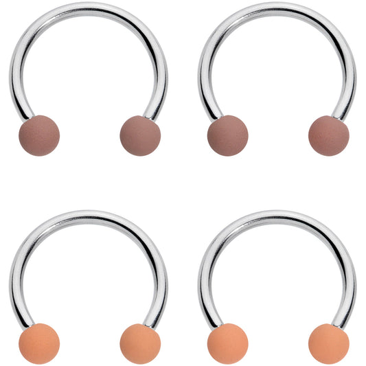 16G 3/8 Brown Tan Matte Horseshoe Circular Barbell Set of 4