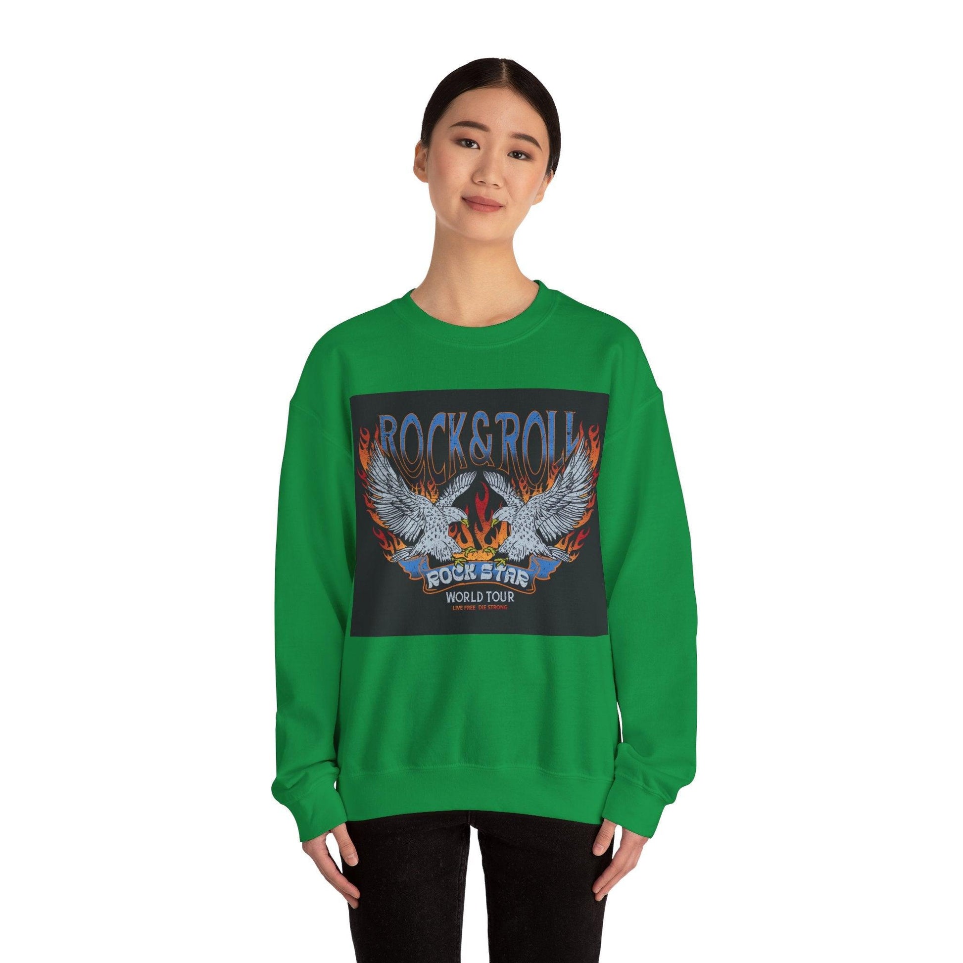 Rock & Roll Rock Star Unisex Heavy Blend™ Crewneck Sweatshirt - Premium Sweatshirt from Printify - Just $37.64! Shop now at Lizard Vigilante