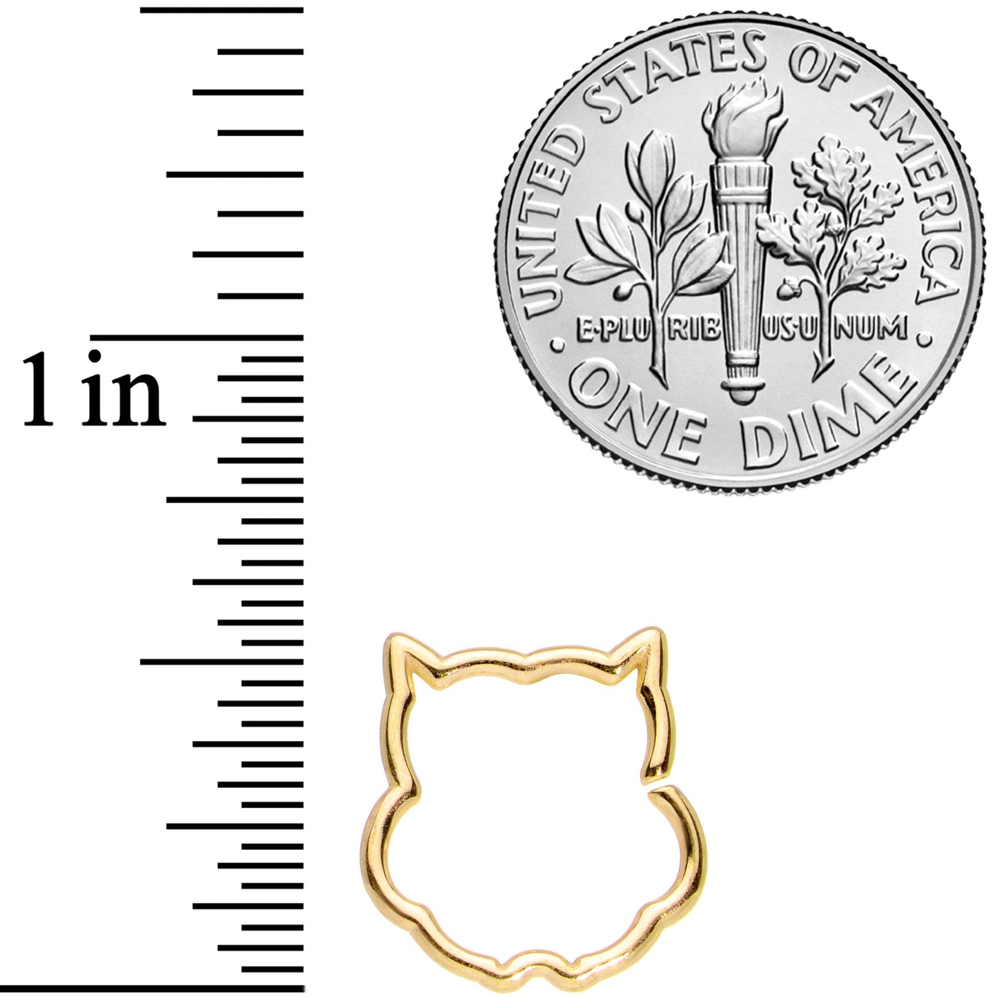 16G 3/8 Gold Tone Barn Owl Halloween Closure Ring