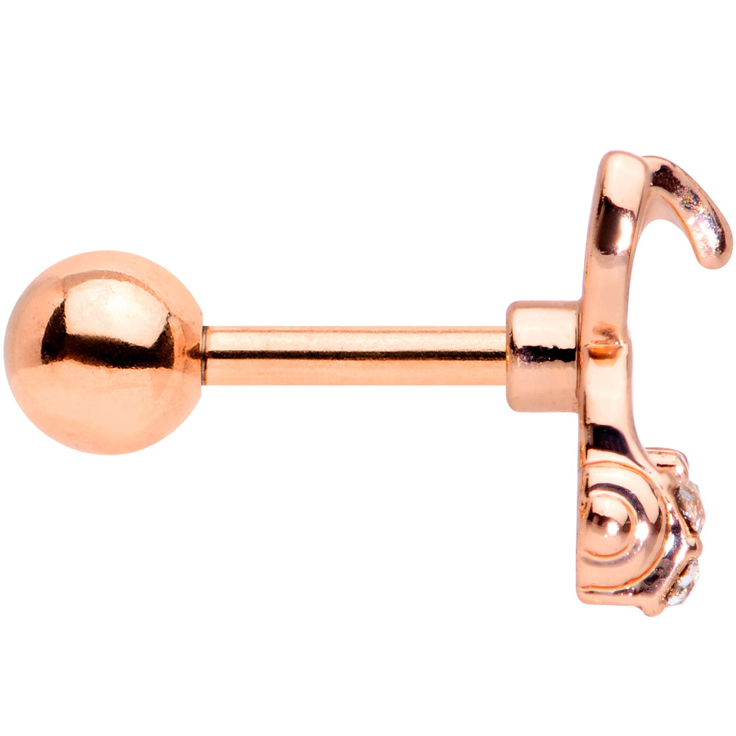 16G 1/4 Clear Gem Rose Gold Tone Bunny Headphone Cartilage Tragus