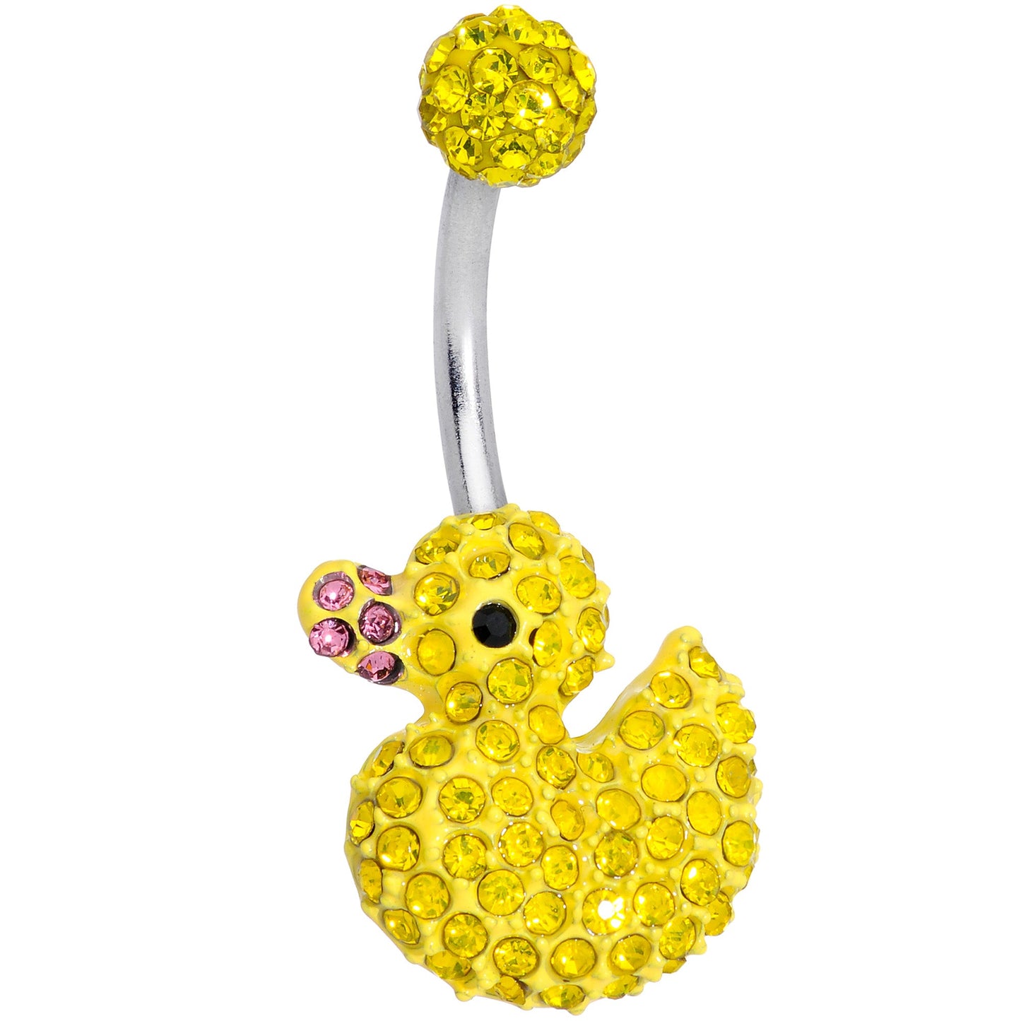 Sydney Belle Girlfriend Collection Yellow Pink CZ Gem Rubber Duck Ducky Belly Ring