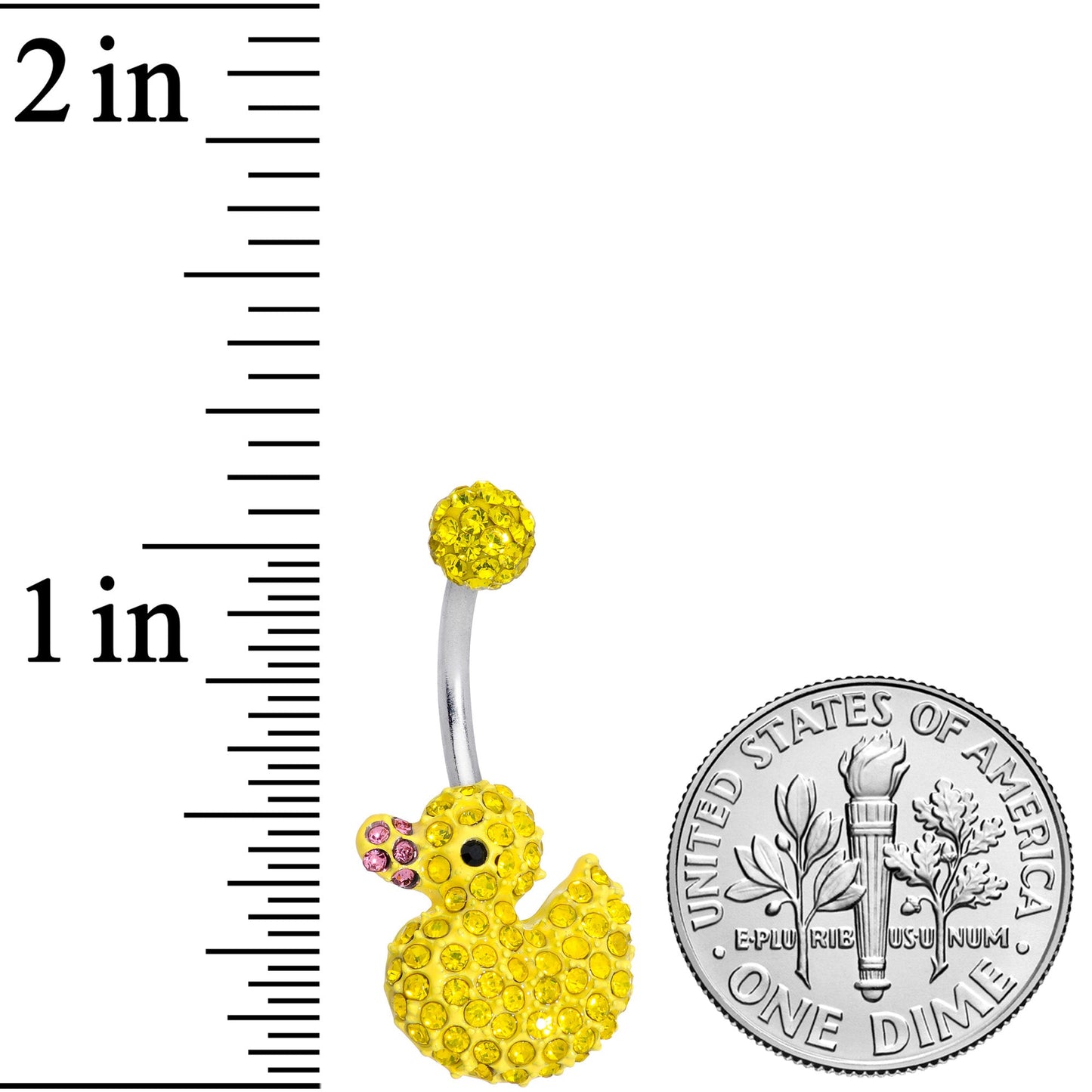 Sydney Belle Girlfriend Collection Yellow Pink CZ Gem Rubber Duck Ducky Belly Ring
