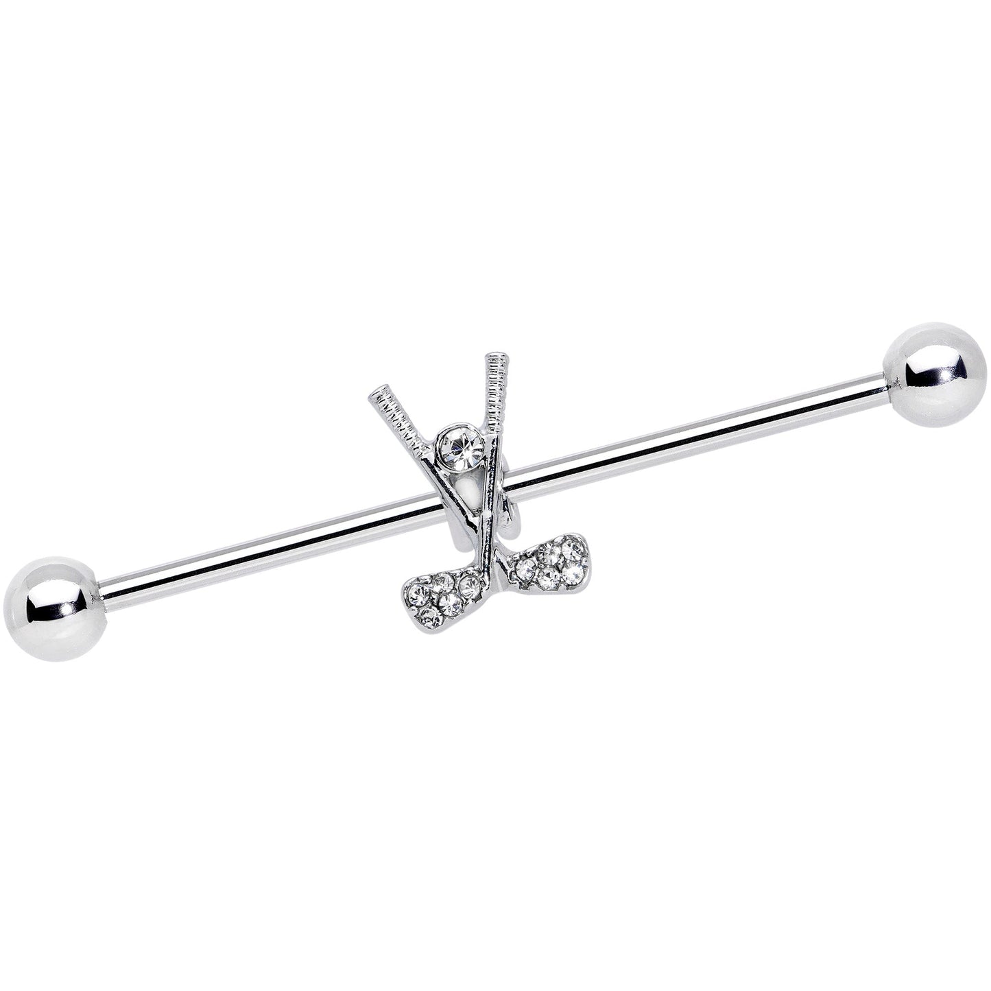14G Clear CZ Gem Crossed Golf Clubs Industrial Barbell 38mm